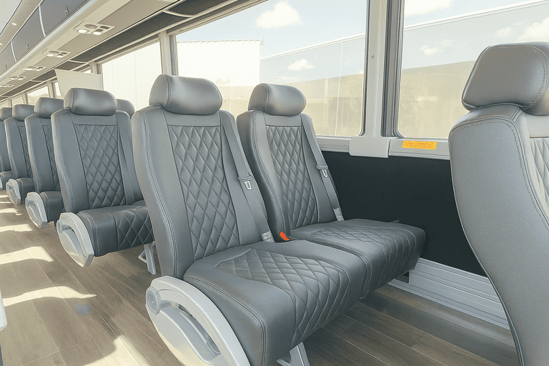 interior of Charter Bus Rental Akron charter bus